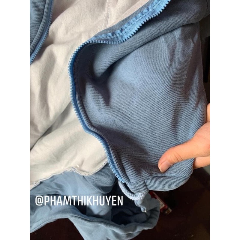 Áo Khoác Xanh Pastel Lót Nỉ Bông vintage (ảnh thật shop chụp)
