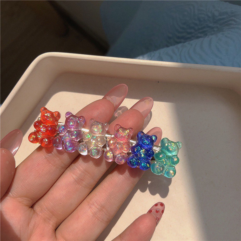 Kẹp Tóc Mỏ Vịt Màu Kẹo Hình Gấu Dễ Thương Phong Cách Hàn Quốc Cho Nữ