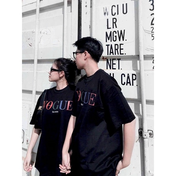 Áo thun cotton trắng đen VOGUE nhiều màu