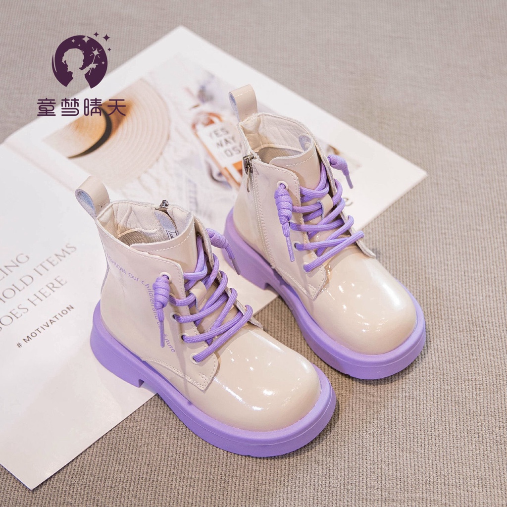 Giày Bốt Martin Da Bóng Đế Mềm Cao Cấp Thời Trang Mùa Thu 2022 Cho Bạn Gái