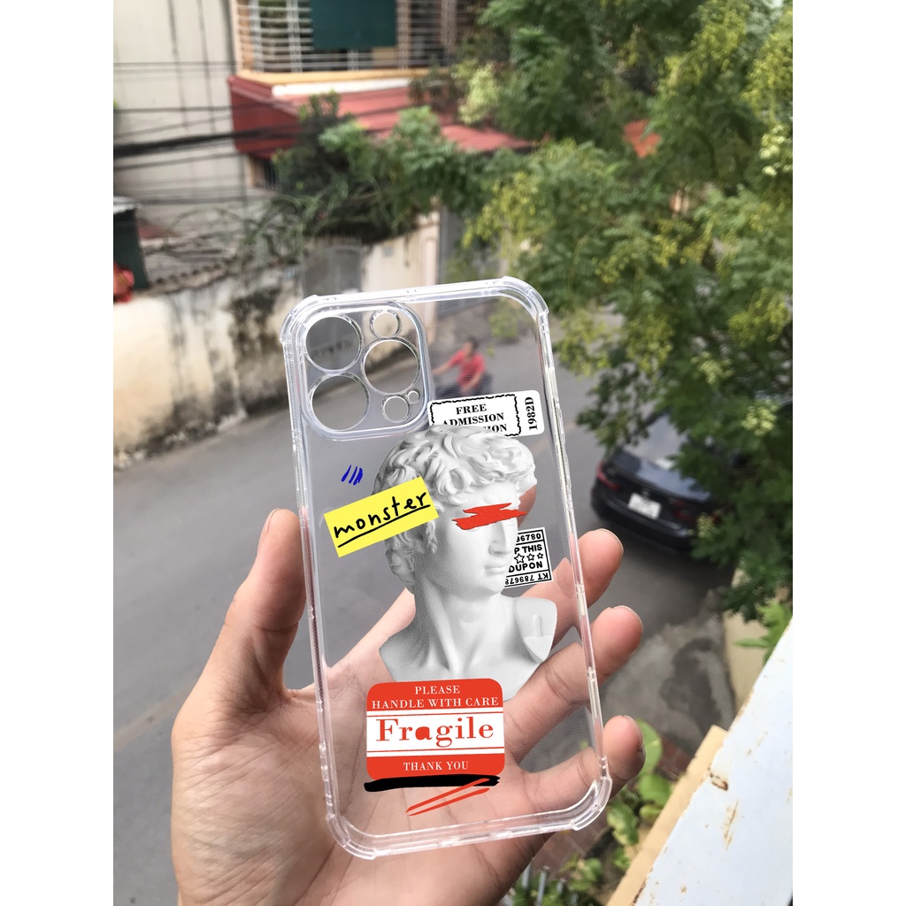 Ốp iphone trong suốt David viền vuông chống sốc bo camera cho iphone 13 pro max x r s 11 12 pro max mini 6 s 7 8 plus