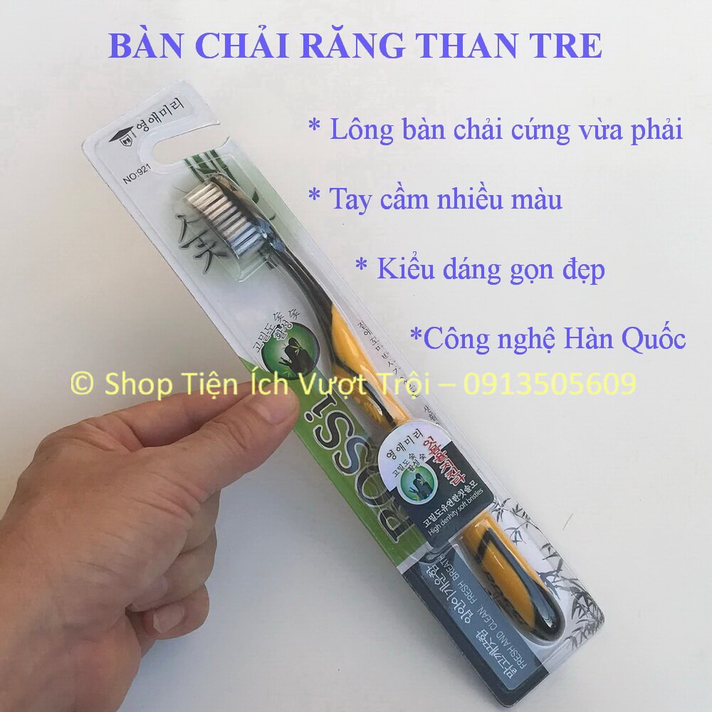 Bàn chải đánh răng than tre có độ cứng vừa phải, lông nhỏ dễ dàng làm sạch kẽ răng, theo công nghệ HQ-Tiện Ích Vượt Trội