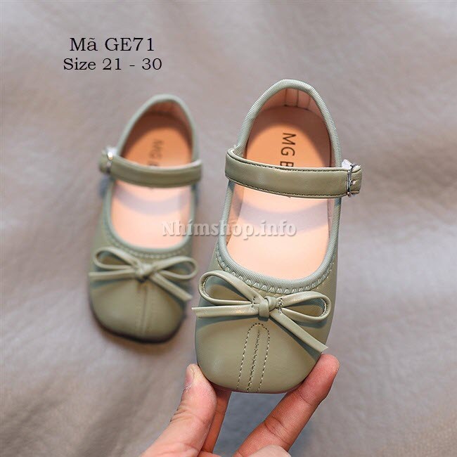 Giày búp bê bé gái 1 - 5 tuổi da mềm gắn nơ dễ thương phong cách Hàn GE71