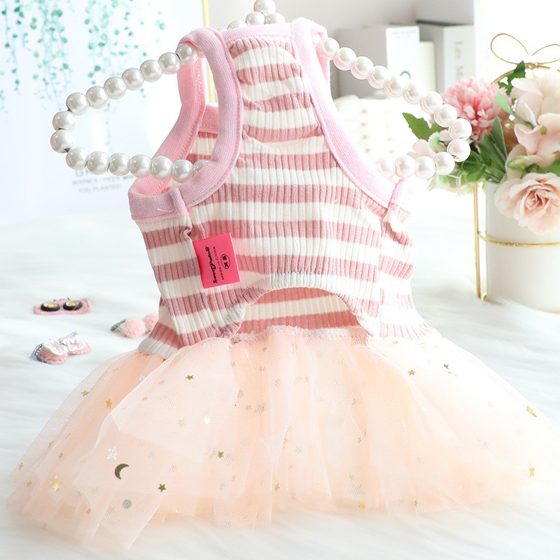 Váy thun gân hai dây CAMQUYTSTORE phong cách công chúa cho thú cưng