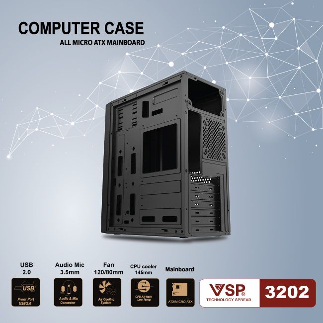 Thùng máy tính Case VSP 3202 (ATX,MATX) VSP Phân phối