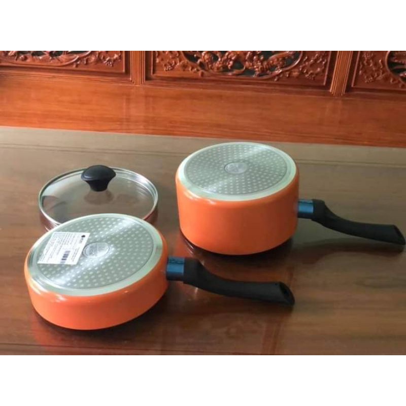 Combobộ nồi chảo chống dính elmich 3 lớp vân đá siêu bền-đáy từ sử dụng trên mọi loại bếp