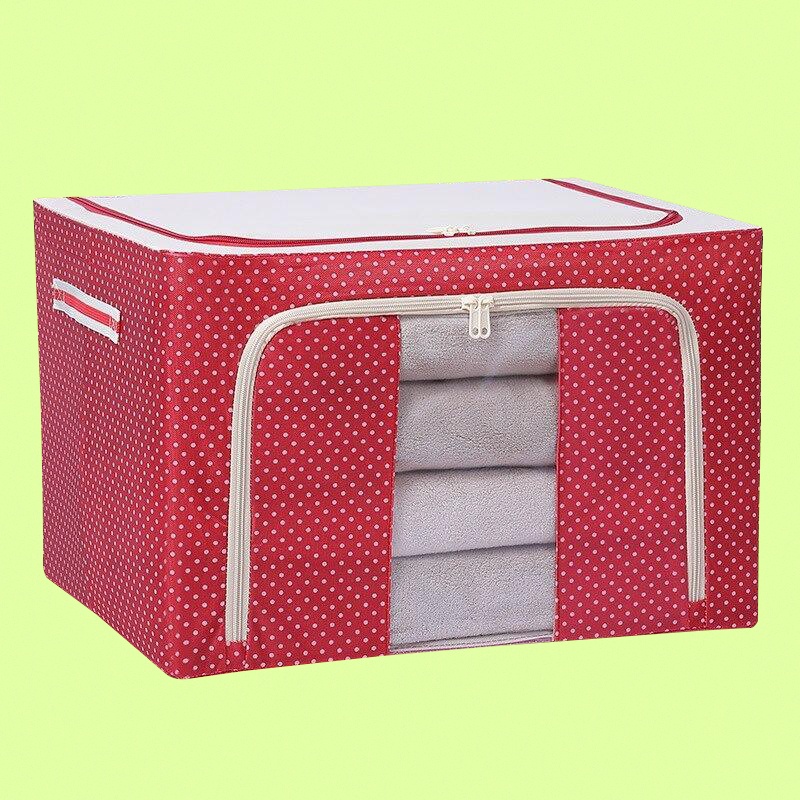 Hộp Vải khung thép đựng đồ đa năng gấp gọn tủ quần áo khung sắt chống ẩm có khóa kéo 2 cửa có thể xếp trồng