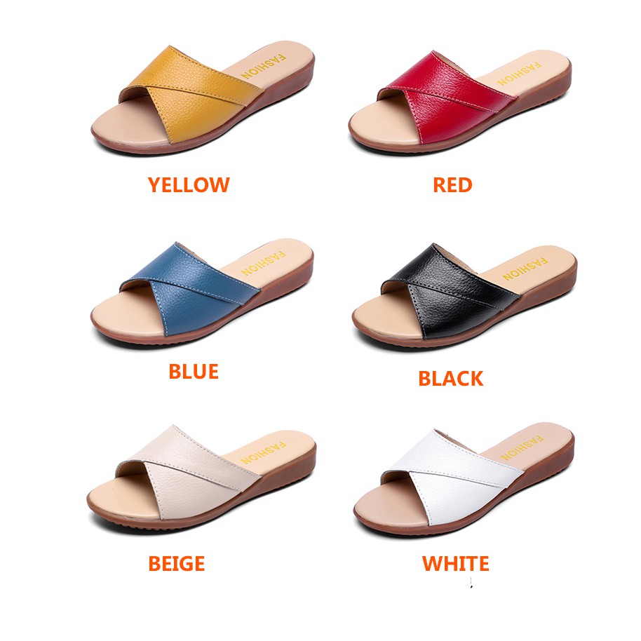 Women's casual shoes Flip-flops Korean style flat leather simple and versatile