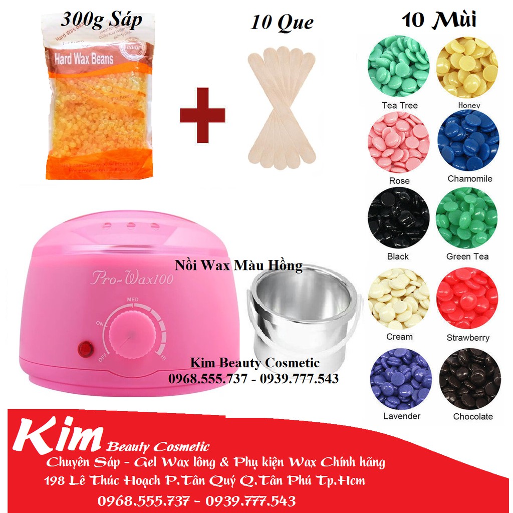 (BH 6 tháng) Nồi nấu sáp wax Pro 100 và 300g sáp wax nóng dạng viên Hard wax beans tặng kèm que