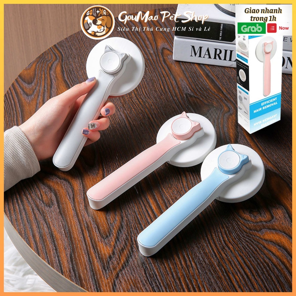 Lược chải lấy lông rụng có nút bấm cao cấp cho chó mèo - Goumao pet HHH