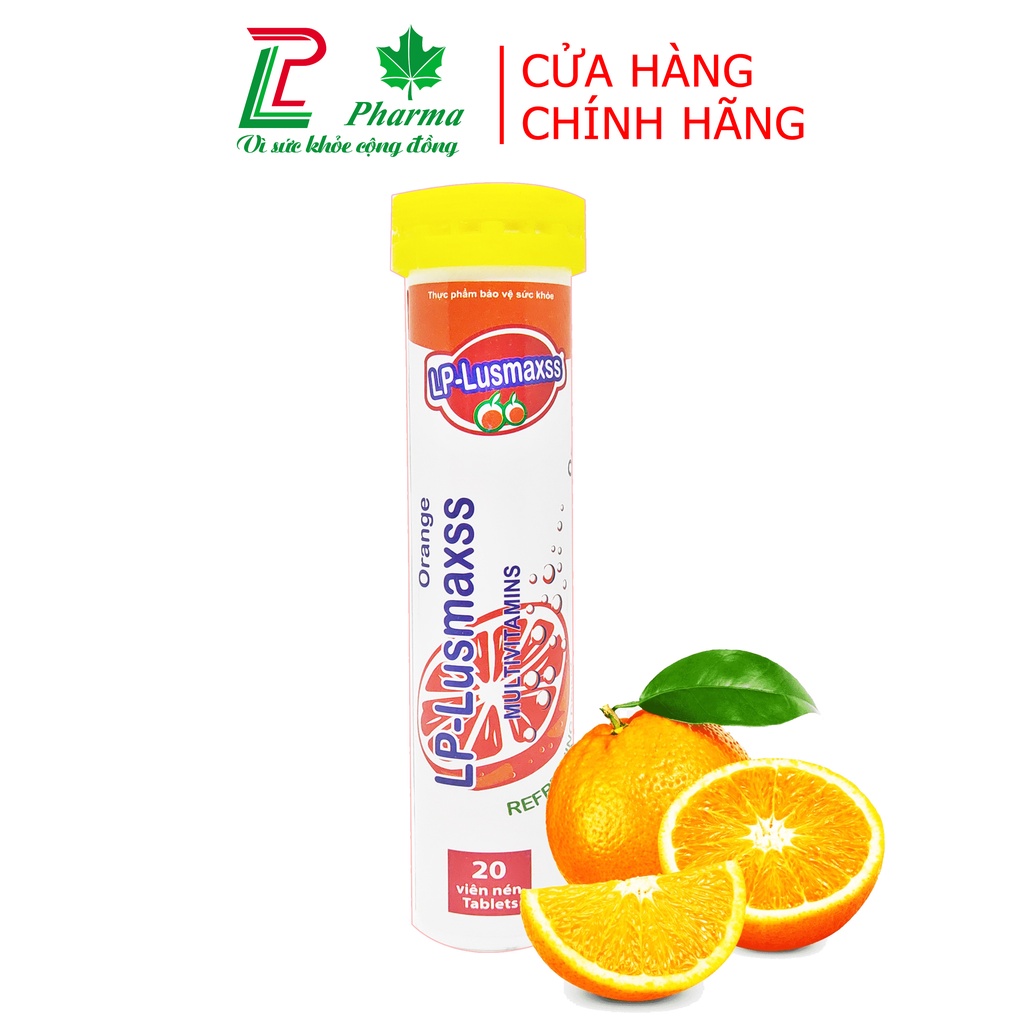 Viên Sủi tăng sức đề kháng LP-Lusmaxss vị cam - Bổ sung vitamin và khoáng chất, tăng cường miễn dịch - Tuýp 20 viên