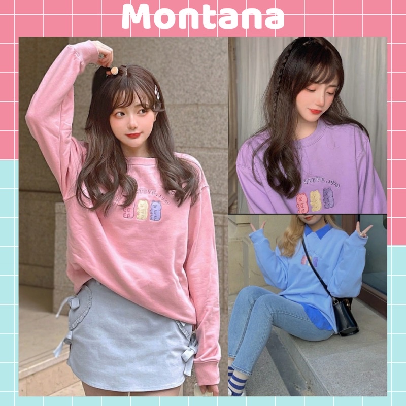 Áo sweater nữ Gấu Steve form rộng phong cách Ulzzang - Montana Clothing