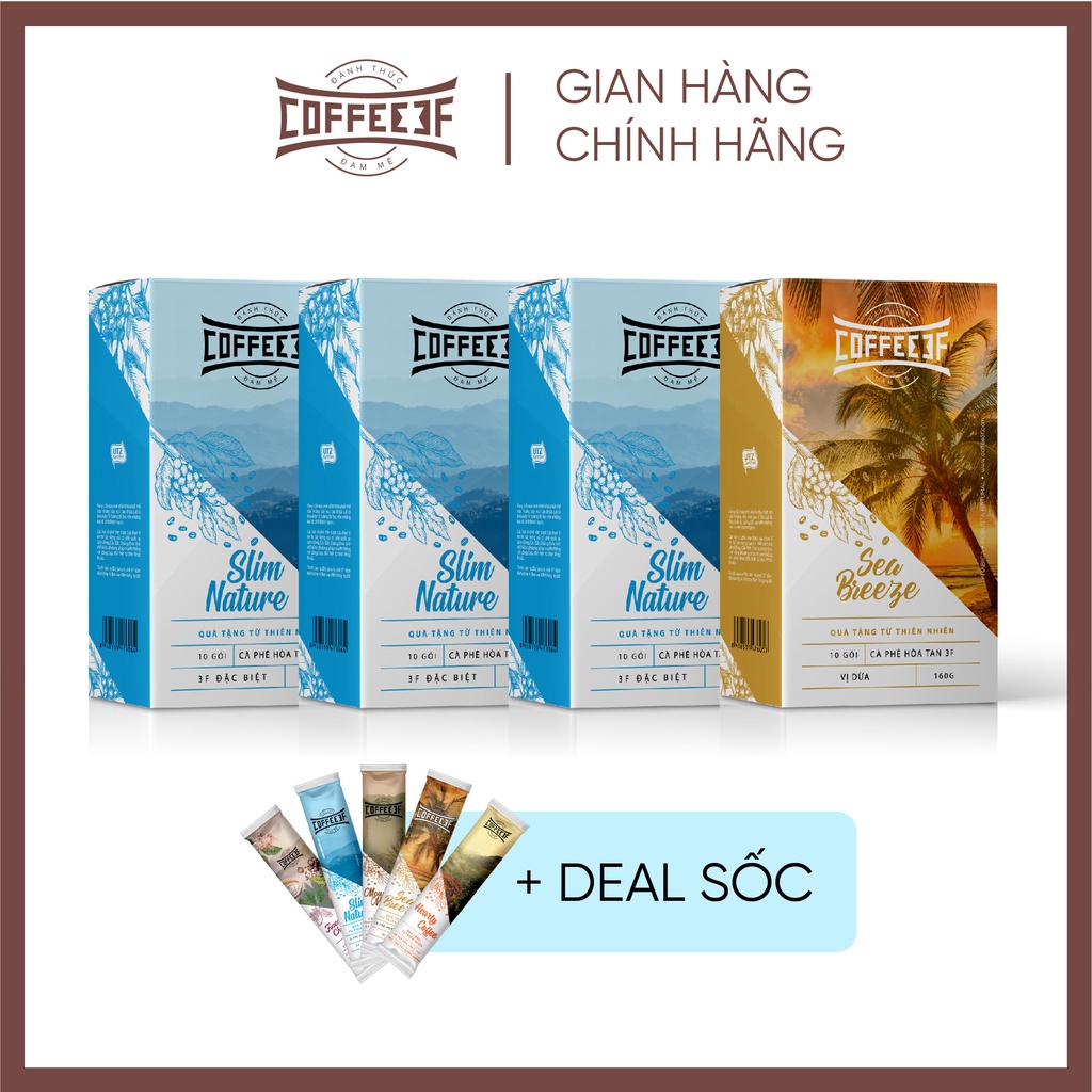 Combo Xả Hàng Tết - 4 hộp cà phê hoà tan Coffee3F (10 gói/hộp x 16g/gói) | BigBuy360 - bigbuy360.vn
