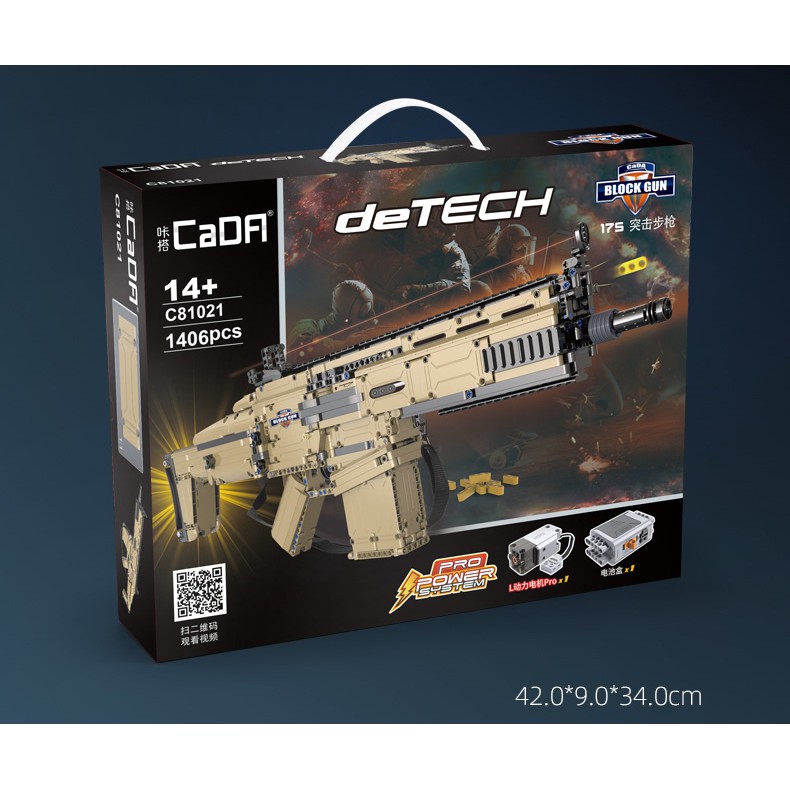 Đồ Chơi Lắp Ráp Kiểu Lego Mô Hình Súng PUBG SCAR-L 1406 Mảnh Ghép - Chế Độ Bắn Liên Thanh Chạy Bằng Động Cơ Pin Sạc