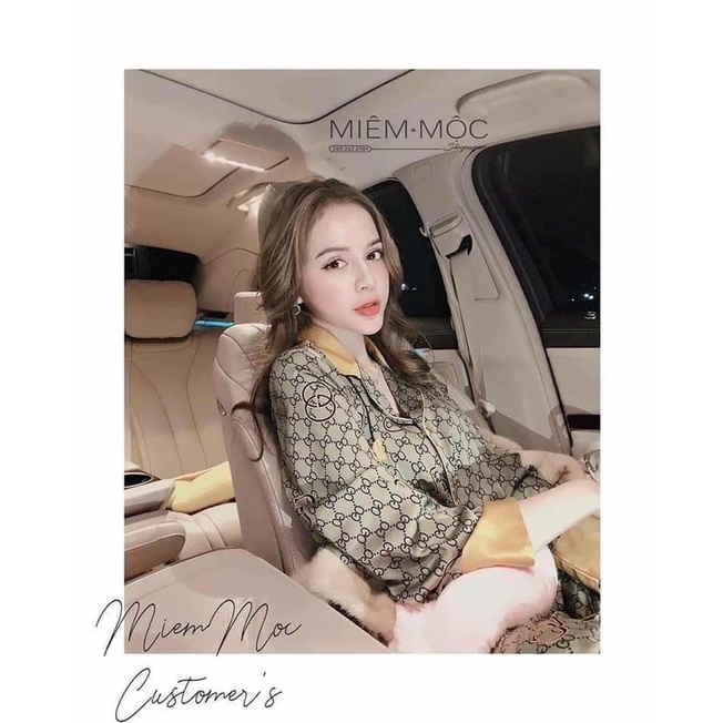 Pijama lụa quảng châu cao cấp gucci thiết kế  áo dài quần dài( ảnh thật) | BigBuy360 - bigbuy360.vn