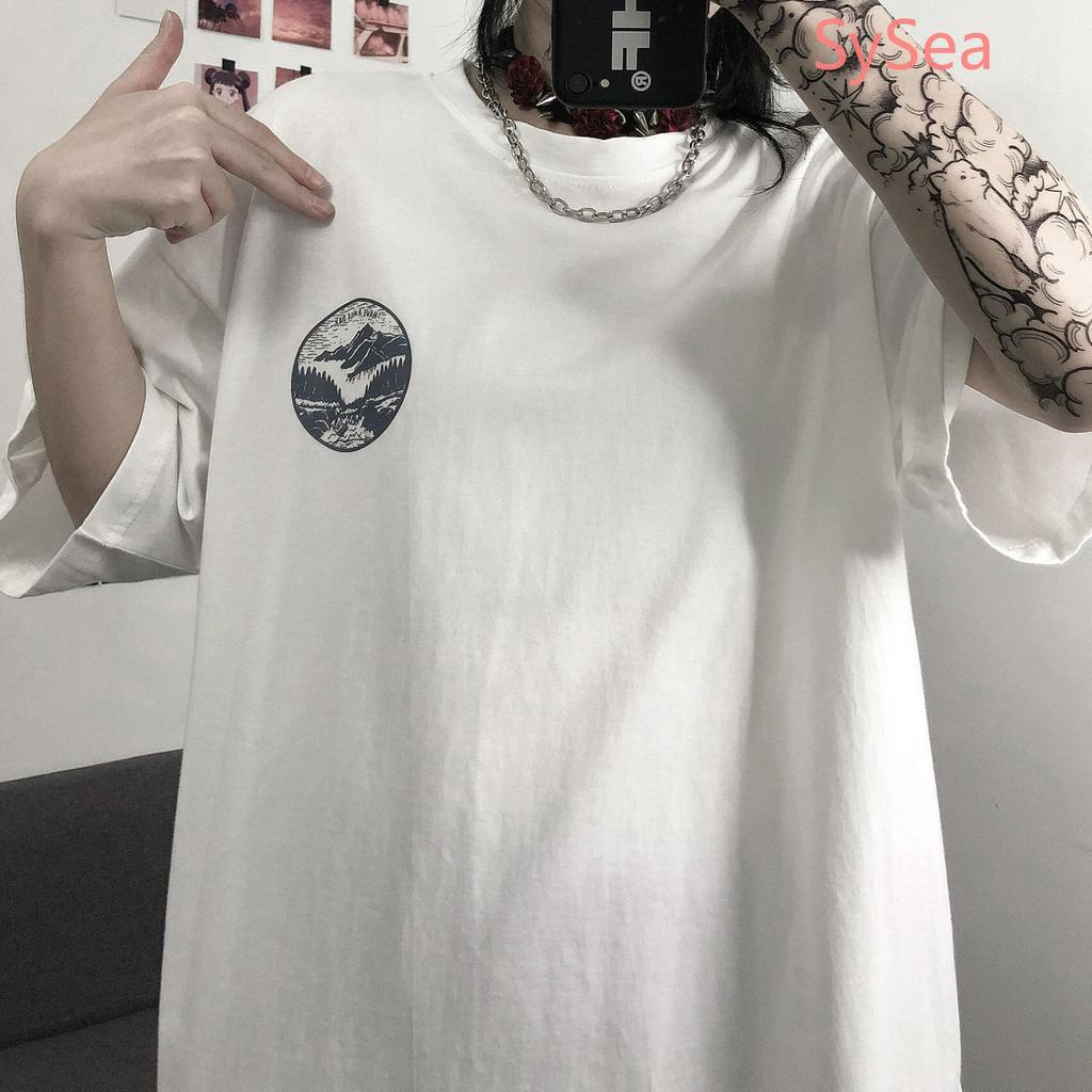 Áo thun tay lỡ dáng rộng in họa tiết thời trang hè cho nữ