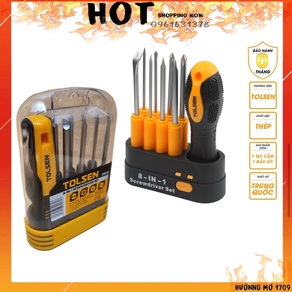 Bộ tua vít đa năng 8 trong 1 TOLSEN 8in1 Screwdriver Set 20039 cao cấp