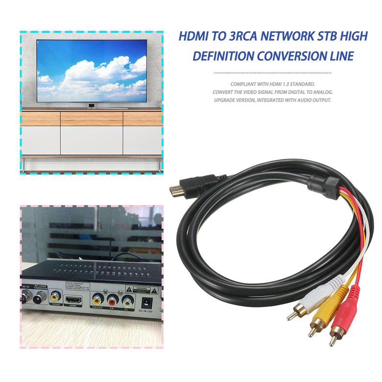 Dây cáp điều hợp âm thanh giắc cắm HDTV HDMI 5 feet 1.5M 1080P sang 3 đầu cắm Video AV