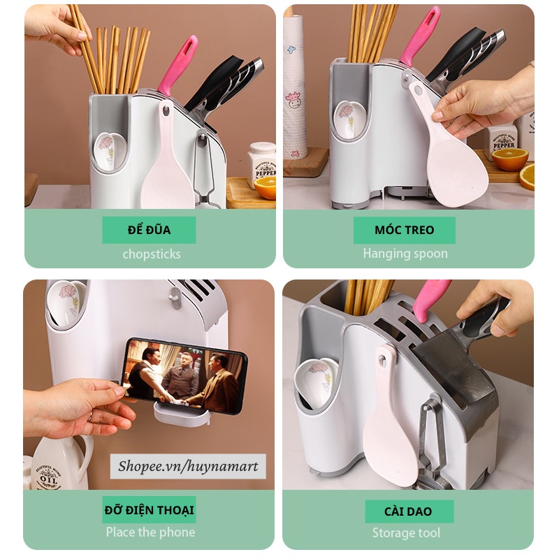 Ống Đựng Muỗng Đũa Treo Tường (T8) ,Cắm Dao Đũa Đa Năng Kèm Giá Đỡ Tiện Lợi (T8)