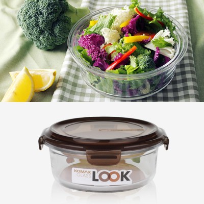 Hộp Thủy Tinh Tròn 320ml KOmax Chịu Lực Glass Look, [Xuất Xứ Hàn Quốc]