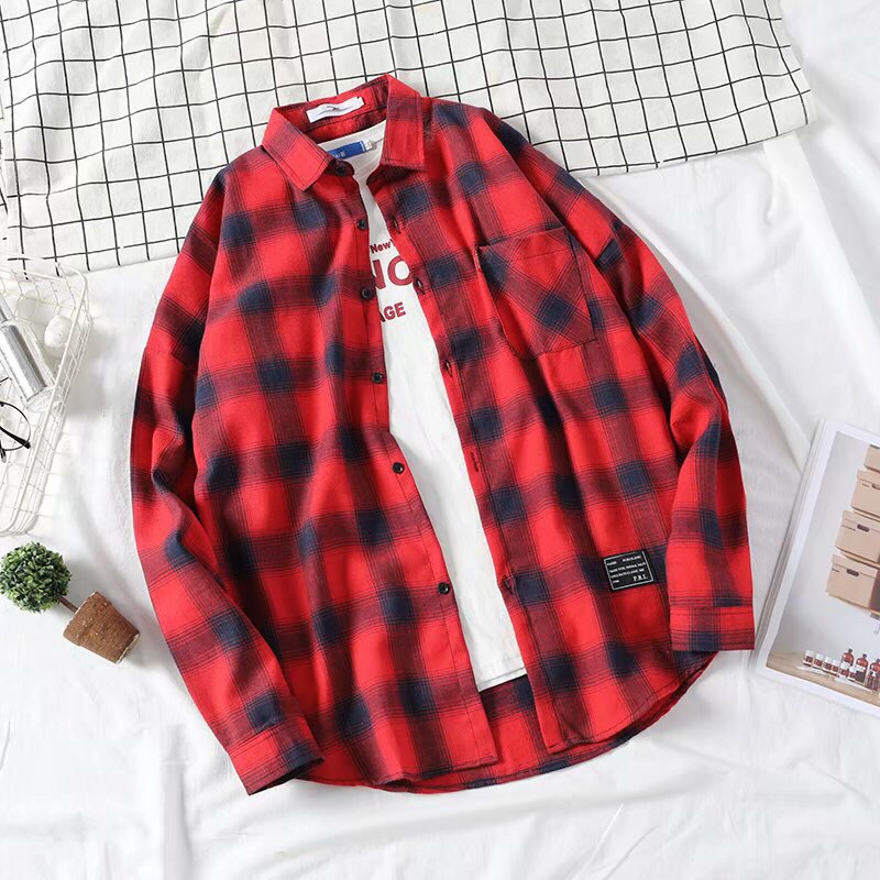 Áo somi nam kẻ caro đỏ dài tay,áo sơ mi nam cổ bẻ,áo cổ đức,áo dạ sơmi mùa đông