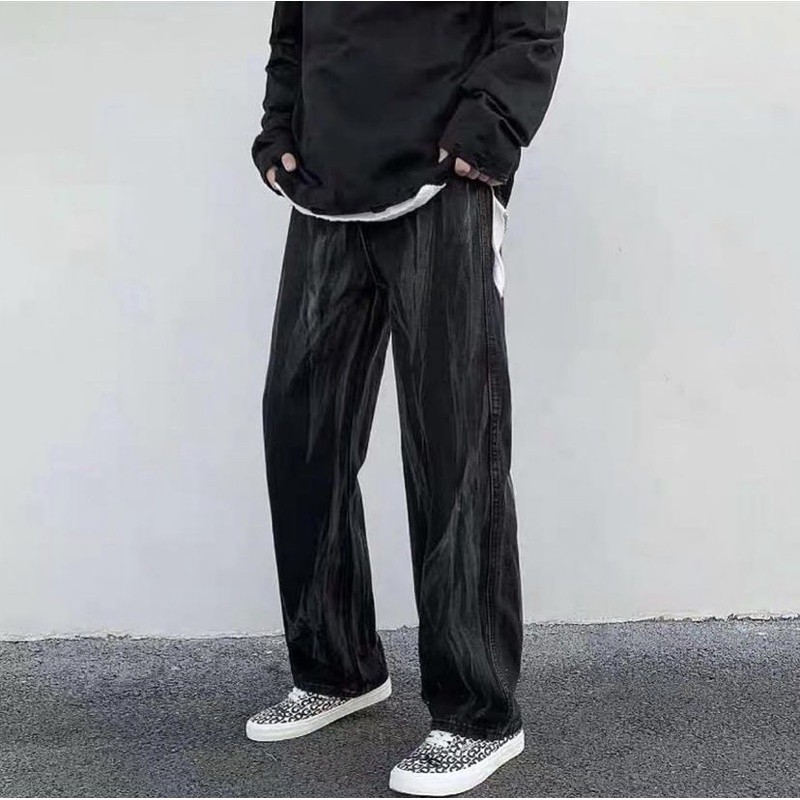 Dark smoke jeans - quần bò unisex form thẳng phong cách streetwear hoạ tiết khói