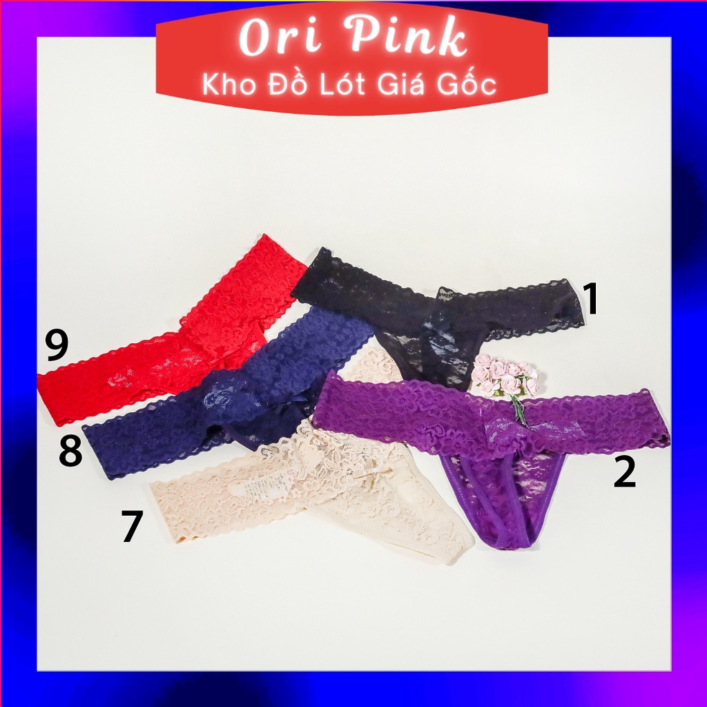 Quần lót lọt khe nữ sexy - Quần sịp su nữ cao cấp ren nơ họa tiết hoa lan thoáng mát- MS: 6214
