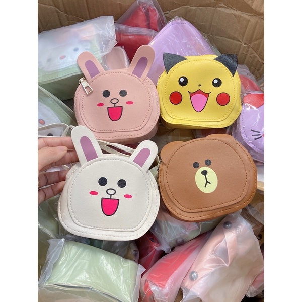 Túi Đeo Chéo Mini Hình Thỏ ,Gấu ,Pikachu Dễ Thương Cho Bé Gái Phong Cách Hàn Quốc