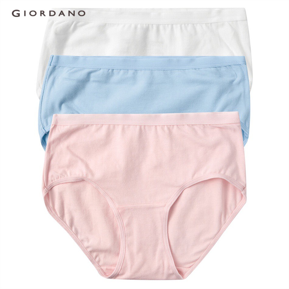 Bộ 3 quần lót GIORDANO V3 13470002 chất liệu cotton co giãn thuần màu