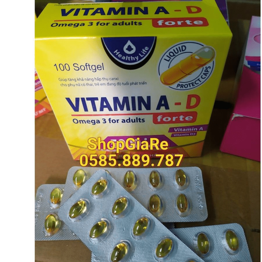 Viên uống vitamin A D bổ sung vitamin, giảm nguy cơ khô mắt, mỏi mắt, còi xương, hỗ trợ đẹp da hộp 100 vviên