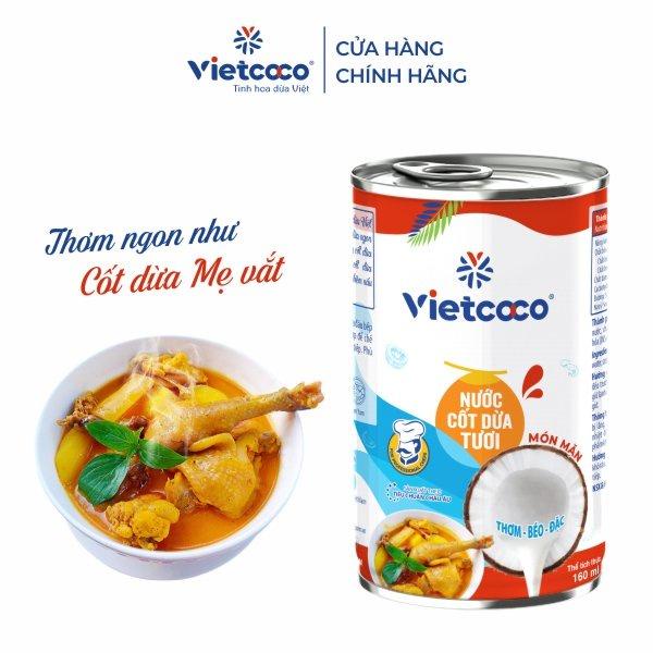 Nước Cốt Dừa Tươi Lon 160g Vietcoco- Dùng Cho Món Mặn