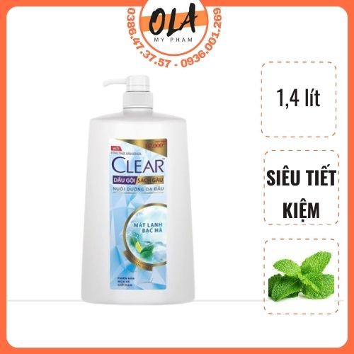 Dầu Gội Sạch Gàu Clear Mát Lạnh Bạc Hà 1.4kg - Mỹ Phẩm Ola