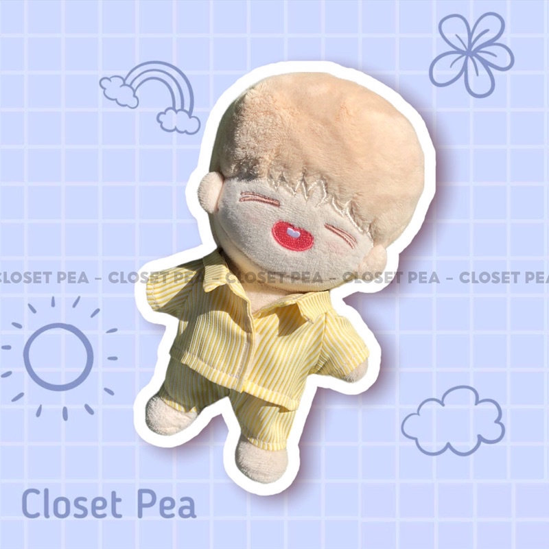 Bộ đồ ngủ sọc vàng gà con cho doll 15cm 20cm