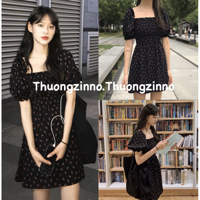 [Ảnh thật/Video]Váy hoa nhí Cherry tiểu thư mặc được hai kiểu Đầm hoa Quảng Châu xinh xắn | BigBuy360 - bigbuy360.vn