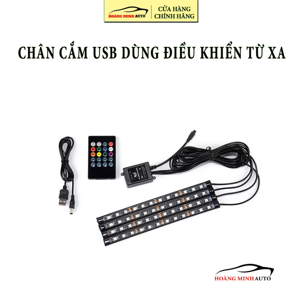 Đèn Led Gầm Ghế Ô Tô, xe hơi loại 12 Led có điều khiển từ xa hoặc app, cảm ứng âm thanh nhấp nháy theo nhạc