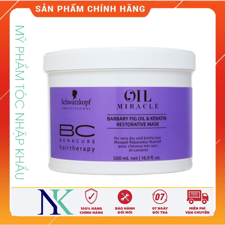 Hấp dầu phục hồi tóc hư tổn và chống gãy rụng tóc Schwarzkopf BC Oil Miracle 500ML