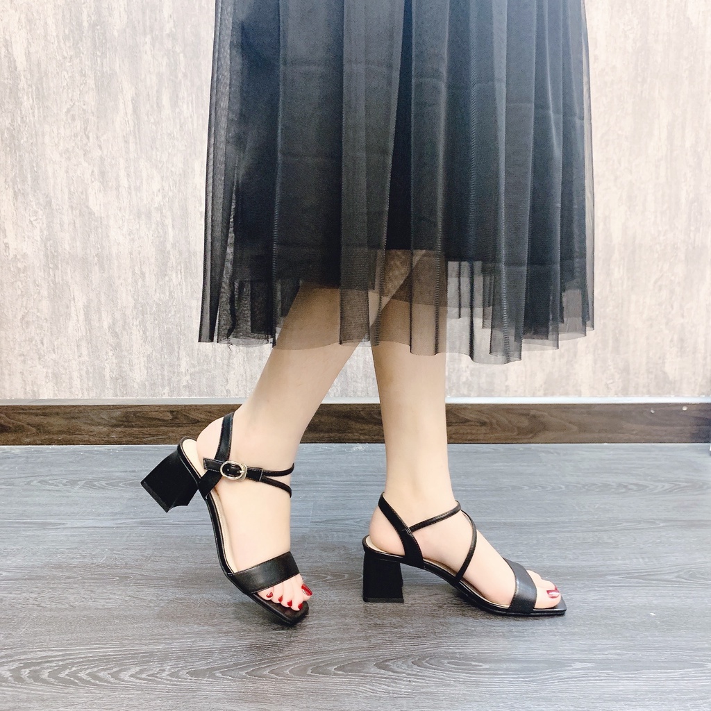 Giày sandal nữ gót vuông, sandal công sở cao 5cm êm chân - X260