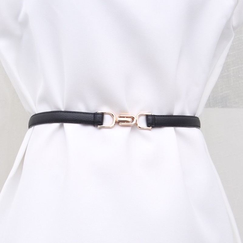 Đai váy bản nhỏ Meo shop ĐV021 1.4cm Thắt lưng váy da mặt vàng dây nhỏ Belt nịt váy đầm áo sơ mi blazer tiện lợi