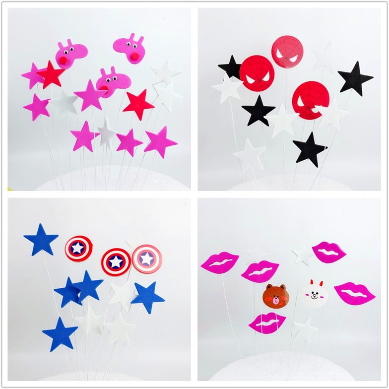 1 Set Que Cắm Trang Trí Bánh Sinh Nhật Hình Doraemon / Doraemon / Người Nhện / Minnie