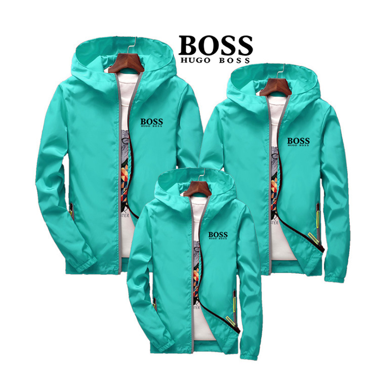 Hugo Boss Áo Khoác Bóng Chày Dáng Rộng Có Mũ Trùm Phản Quang Chống Gió Chống Thấm Nước Thời Trang Hàn Quốc Cho Gia Đình