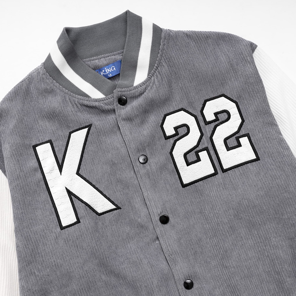 Áo Khoác Nam Nữ Nhung Tăm Jacket Varsity Graffiti King Brand V2 Màu Xám