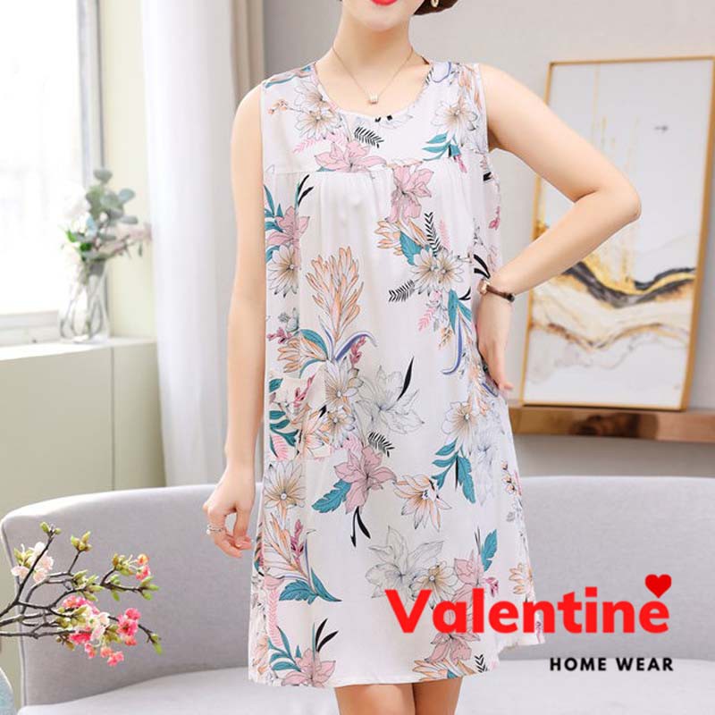 Váy ngủ ba lỗ nữ họa tiết nhiệt đới chất vải cotton lanh thoáng mát nhiều màu mã VAV0177 | BigBuy360 - bigbuy360.vn