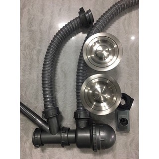 BỘ XẢ CHẬU,BỒN RỬA CHÉN BÁT ĐÔI (2 HỘC) INOX 304 phi 110