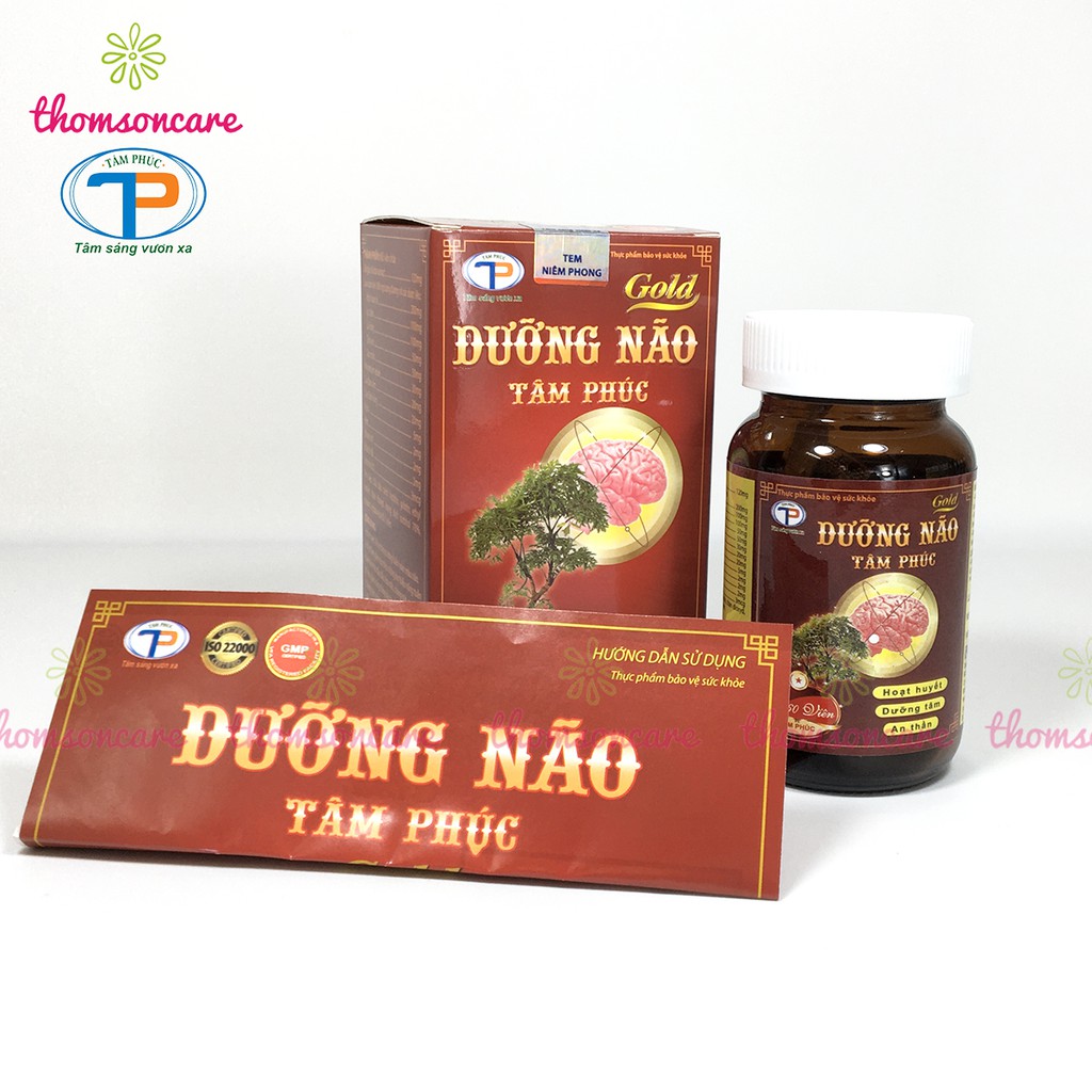 Dưỡng não Tâm Phúc - tuần hoàn não, hoạt huyết giúp ngủ ngon từ đan sâm, lạc tiên, tâm sen và ginkgo biloba Lọ 60v