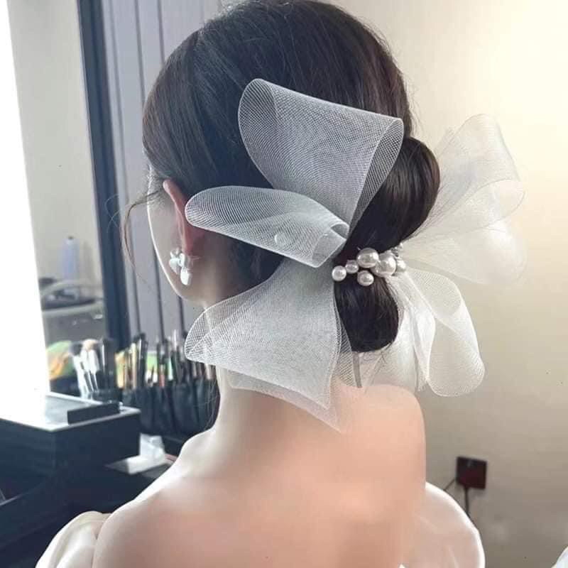 set 2 nơ cài tóc cực xinh, cài tóc cô dâu
