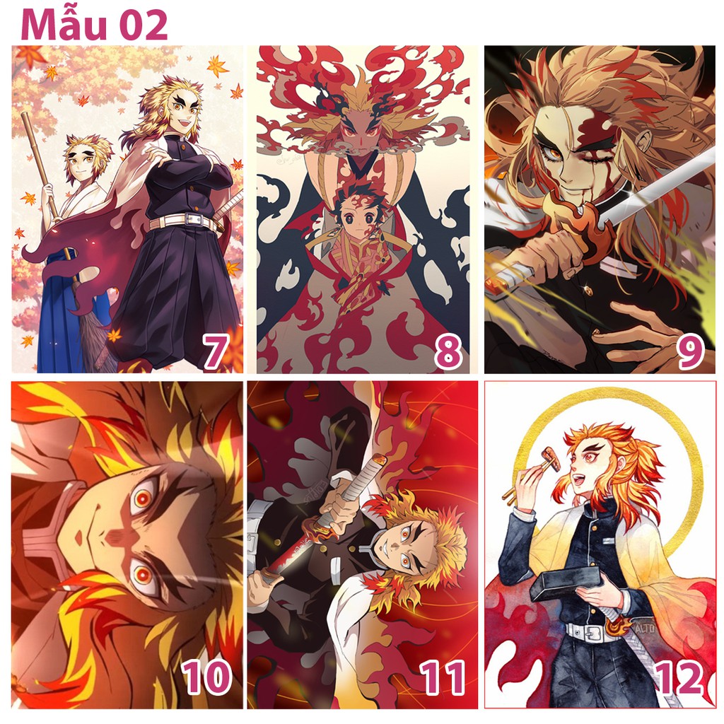 Poster / Tranh dán tường anime Kimetsu No Yaiba/ Thanh Gươm diệt Quỷ nhân vật Rengoku Kyoujurou