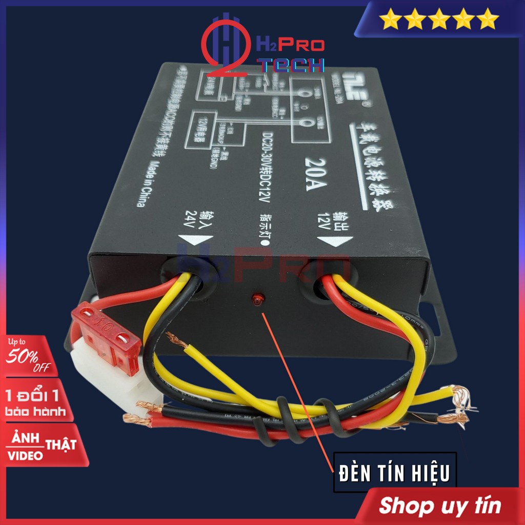 Đổi Nguồn Từ 24V Sang 12V 20A - 30A Cao Cấp Cho Ô Tô - Xe Tải, Hạ Áp 24V Xuống 12V Điện Ổn Định, An Toàn - H2Pro Tech