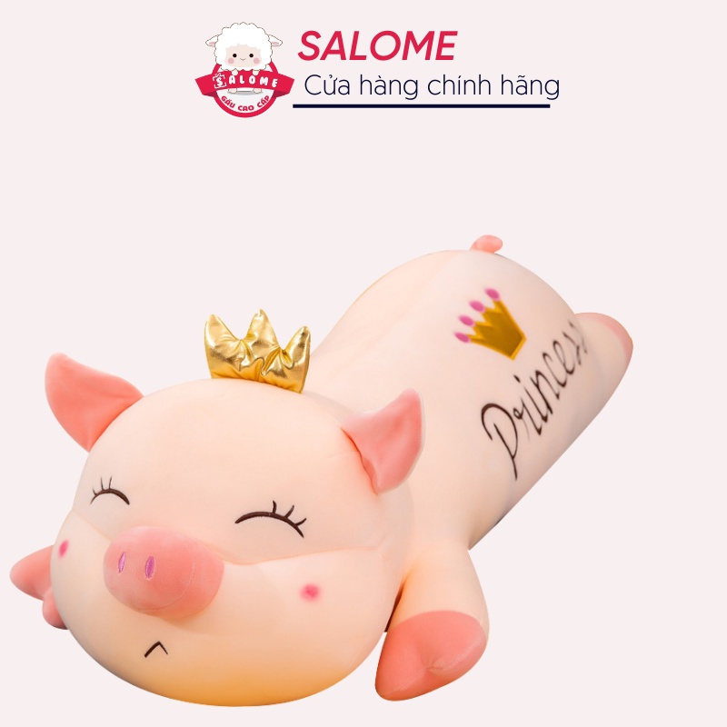 Gấu Bông Heo Đội Vương Miện 75cm-1m1 Siêu To Vải Miniso Mềm Mịn SALOME, Thú Bông Lợn Hồng Khổng Lồ Princess Dễ Thương