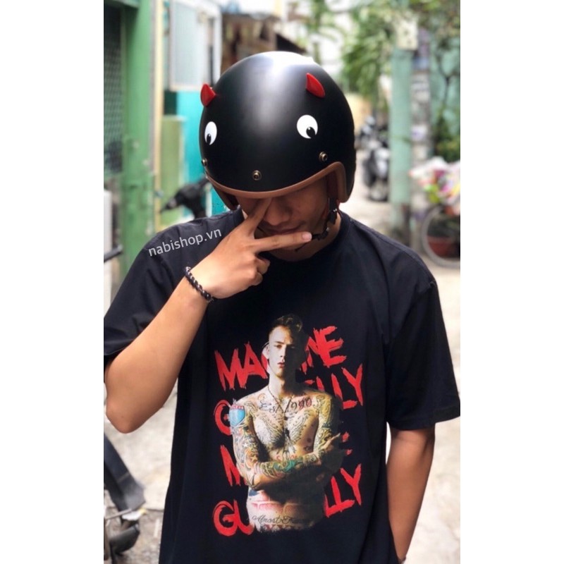 Mũ bảo hiểm 3/4 sừng dễ thương