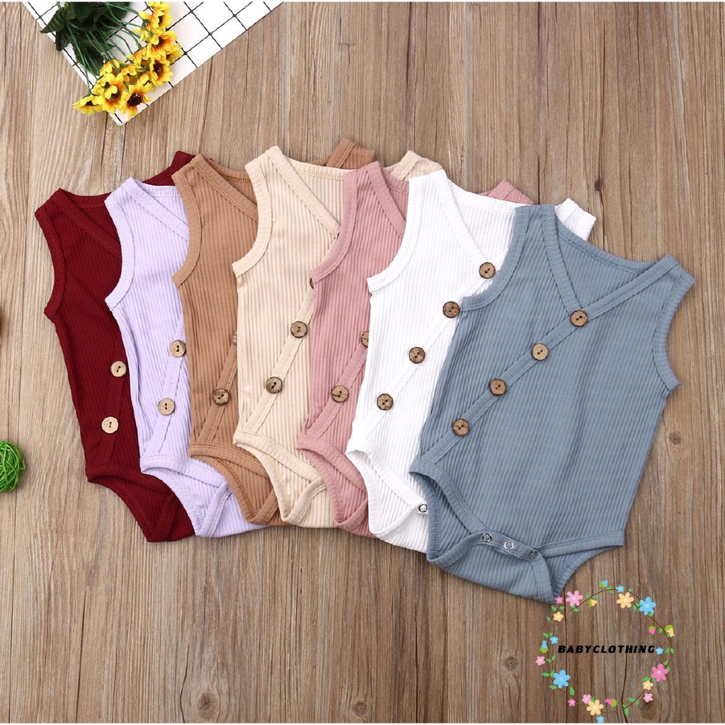 Set áo liền quần ngắn tay + Băng đô nơ dễ thương cho bé gái sơ sinh